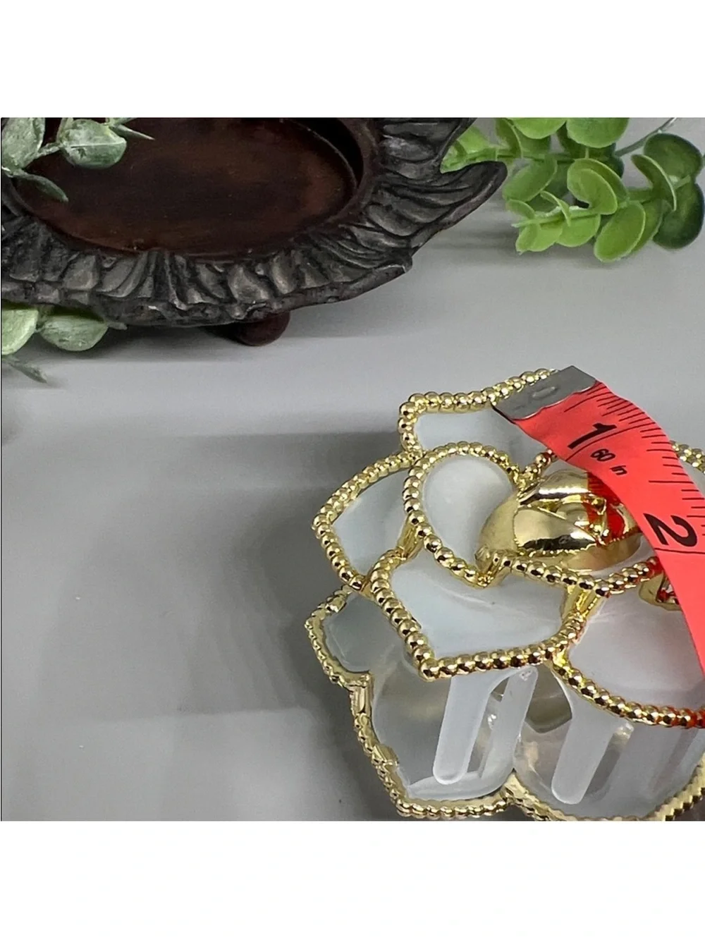 Gold and White Flower Hair Clip Claw FINAL PRICE DROP  Floral Gold-Trim Hair Pin